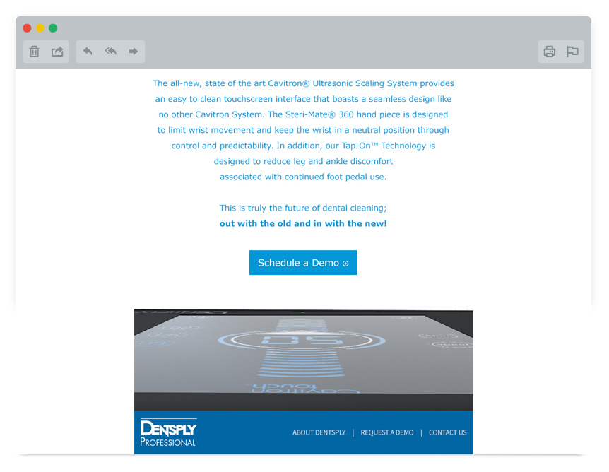 Dentsply Product Launch Email Campaign Screenshot2